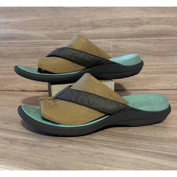 Crocs Shoes - CROCS Capri Women’s Size 8 Mint Gray Sporty Flip Flops/Thongs Slip On Beach